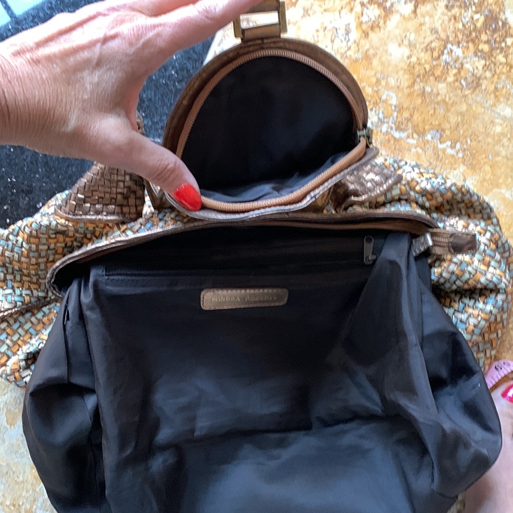 Sondra Robert’s woven leather w/ braided/textured accents/flap is a change purse - Picture 8 of 17